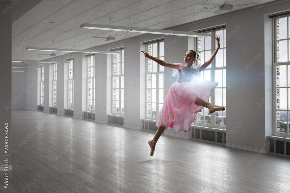 Fototapeta premium Dreaming to become ballerina. Mixed media