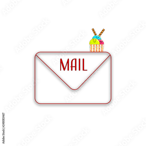 Mail icon. Envelope design. Illustration on white background. For real estate business .