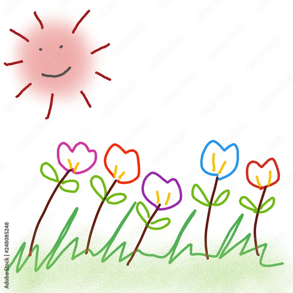 flower in the garden with smiling sun