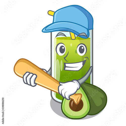 Playing baseball avocado smoothies in a mascot glass