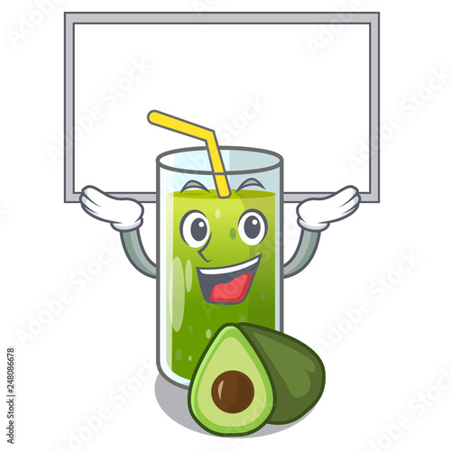 Up board avocado smoothies in a mascot glass