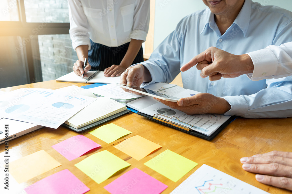 Business meeting businessman and businesswoman work Business meeting businessman and businesswoman work
