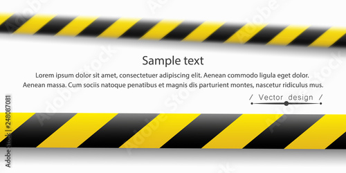 Vector illustration of the attention line. Yellow black police warning tapes, fencing. Danger sign. Do Not cross the border.