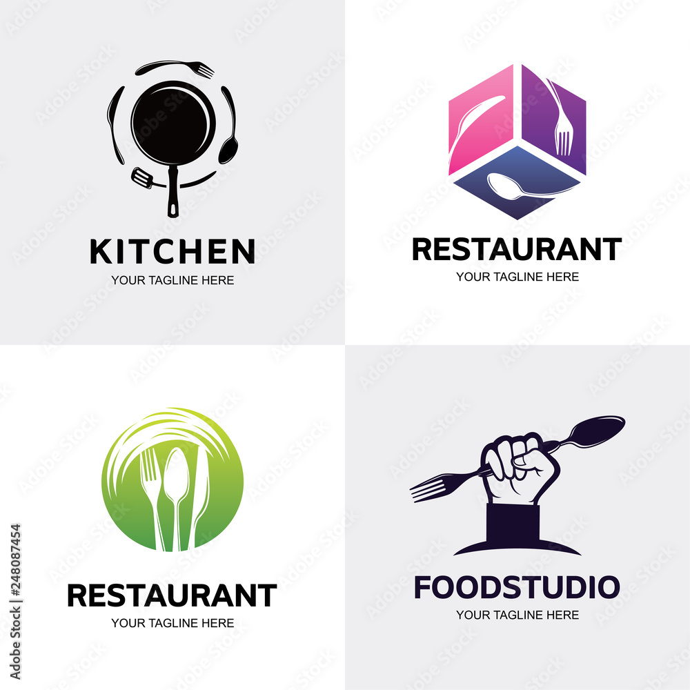 Kitchen Logo. Food Restaurant Logo Set Design Template Collection ...