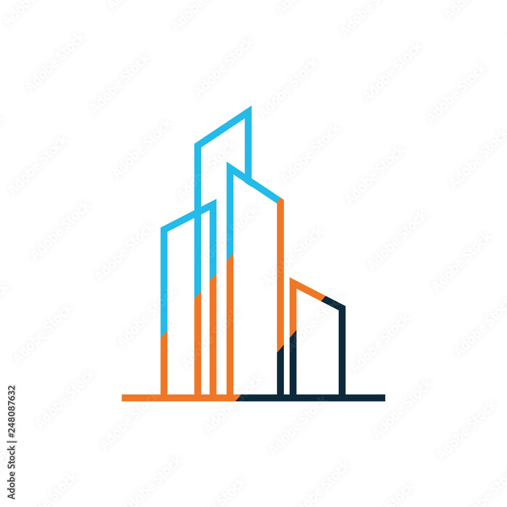 Modern town building icon Modern town building icon