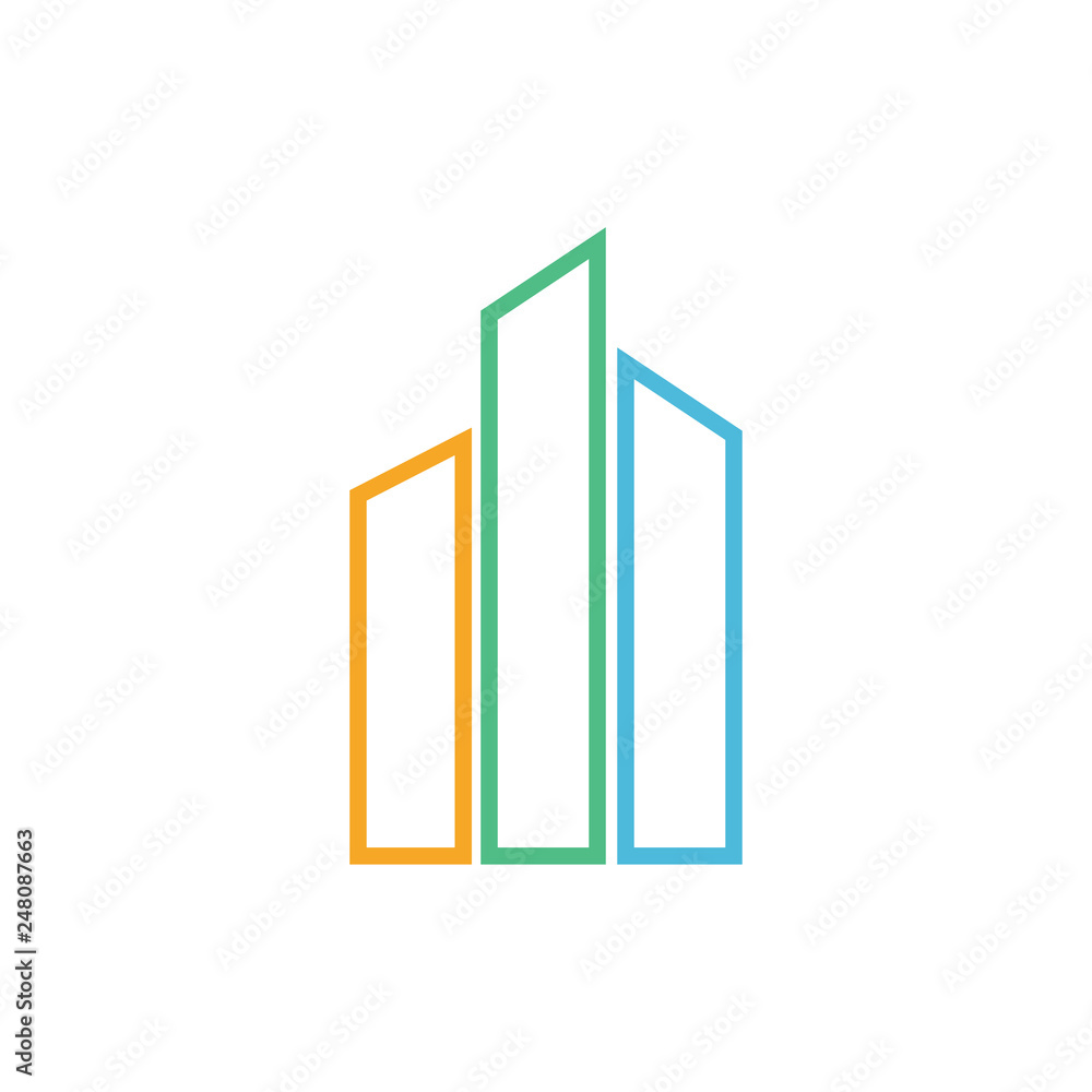Modern town building icon Modern town building icon