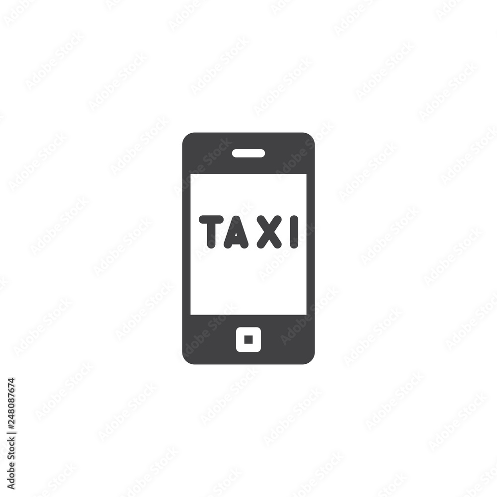 Mobile taxi service app vector icon. filled flat sign for mobile concept and web design. Smartphone with taxi text simple solid icon. Symbol, logo illustration. Pixel perfect vector graphics Mobile taxi service app vector icon. filled flat sign for mobile concept and web design. Smartphone with taxi text simple solid icon. Symbol, logo illustration. Pixel perfect vector graphics