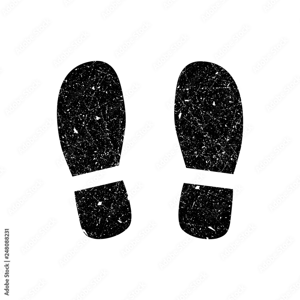 Footprint grunge isolated on a light background. Vector decorative design element of the mark. Footprint grunge isolated on a light background. Vector decorative design element of the mark.
