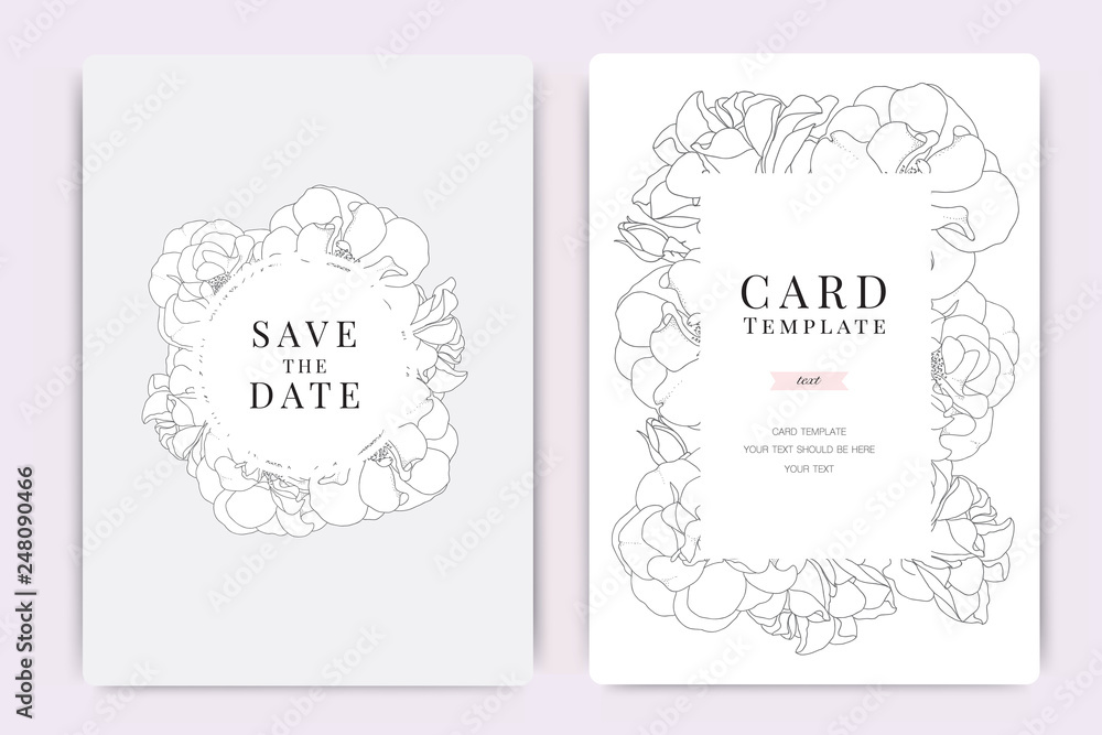 Wedding Invitation, floral invite thank you, rsvp modern card Design in white rose Vector elegant rustic template Wedding Invitation, floral invite thank you, rsvp modern card Design in white rose Vector elegant rustic template