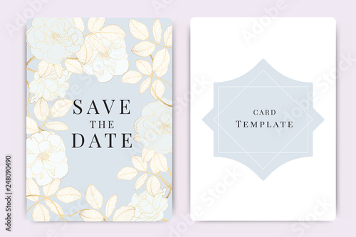 Wedding Invitation, floral invite thank you, rsvp modern card Design in white rose Vector elegant rustic template