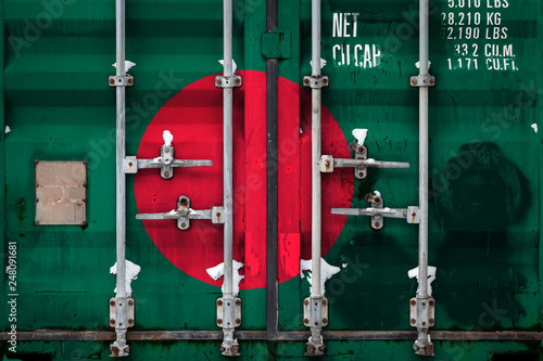 Photography Close-up of the container with the national flag of Bangladesh