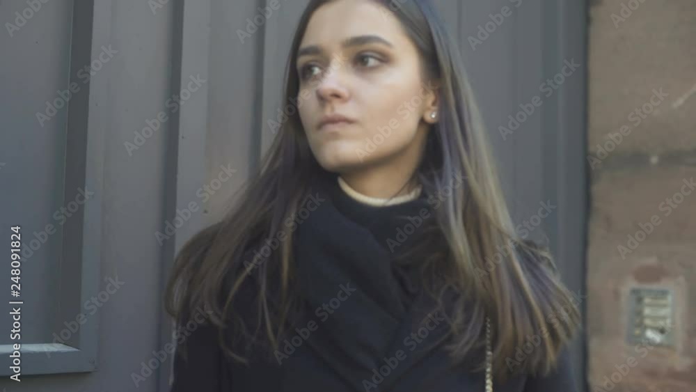 Young woman suddenly feeling panic attack in street, psychological problems Young woman suddenly feeling panic attack in street, psychological problems