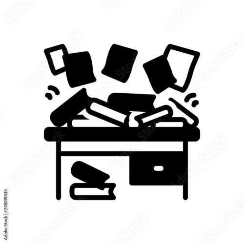 Black solid icon for disorganize 