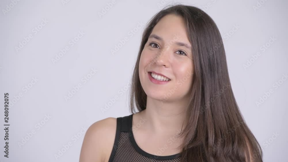 Young happy multi-ethnic woman thinking ready for gym Young happy multi-ethnic woman thinking ready for gym