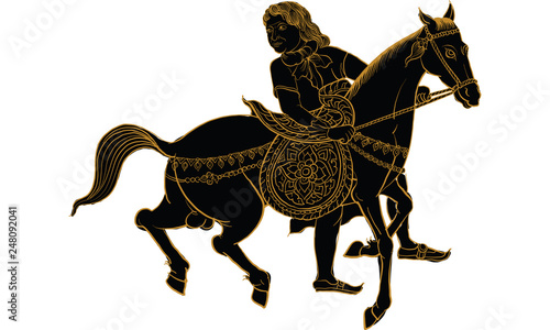 horse in Thai tradition painting,Thai tattoo, vector