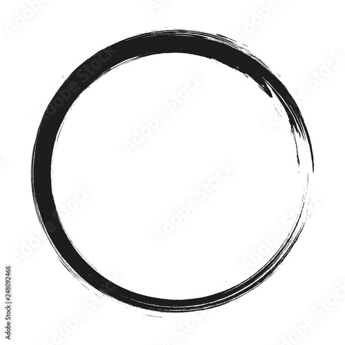 vector brush strokes circles of paint on white background. Ink hand drawn paint brush circle. Logo, label design element vector illustration. Black abstract circle. Frame.
