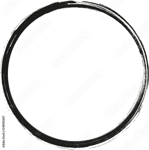 vector brush strokes circles of paint on white background. Ink hand drawn paint brush circle. Logo, label design element vector illustration. Black abstract circle. Frame.