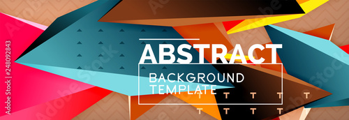 3d triangular shapes geometric background. Origami style pattern with triange shapes for decorative design. Poster design. Line design. Modern presentation template