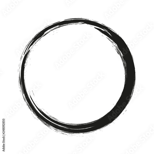 vector brush strokes circles of paint on white background. Ink hand drawn paint brush circle. Logo, label design element vector illustration. Black abstract circle. Frame.