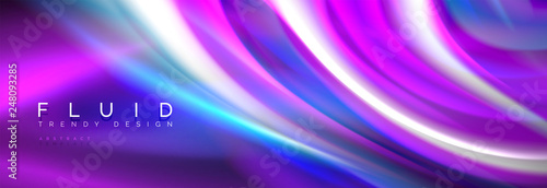 Fluid colors mixing glowing neon wave background, holographic texture