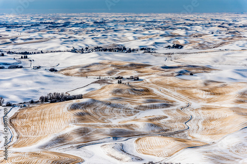 Snow Covered Farmland In The Rolling Hills Of The Palouse From Steptoe Butte.