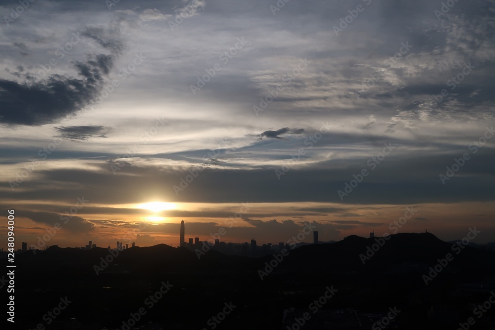 Naklejka premium Hong Kong Sunset 