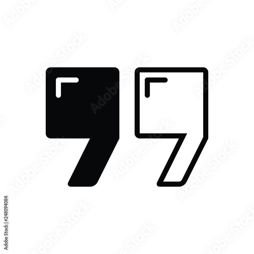 Black solid icon for doublequote 