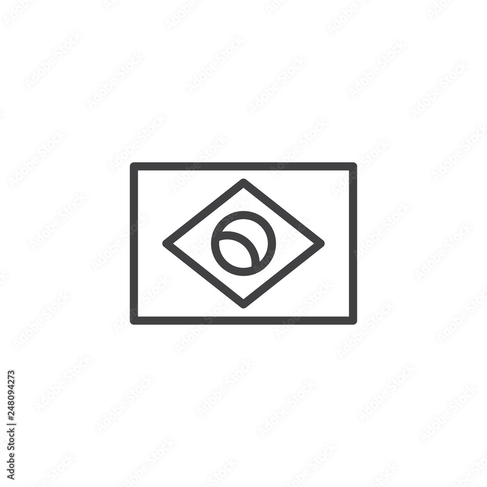 Brazil flag line icon. linear style sign for mobile concept and web design. Flag of Brazil outline vector icon. Symbol, logo illustration. Pixel perfect vector graphics Brazil flag line icon. linear style sign for mobile concept and web design. Flag of Brazil outline vector icon. Symbol, logo illustration. Pixel perfect vector graphics
