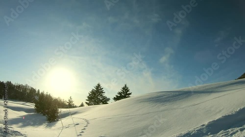 Beautiful winter landscape with snow in  a sunshine day