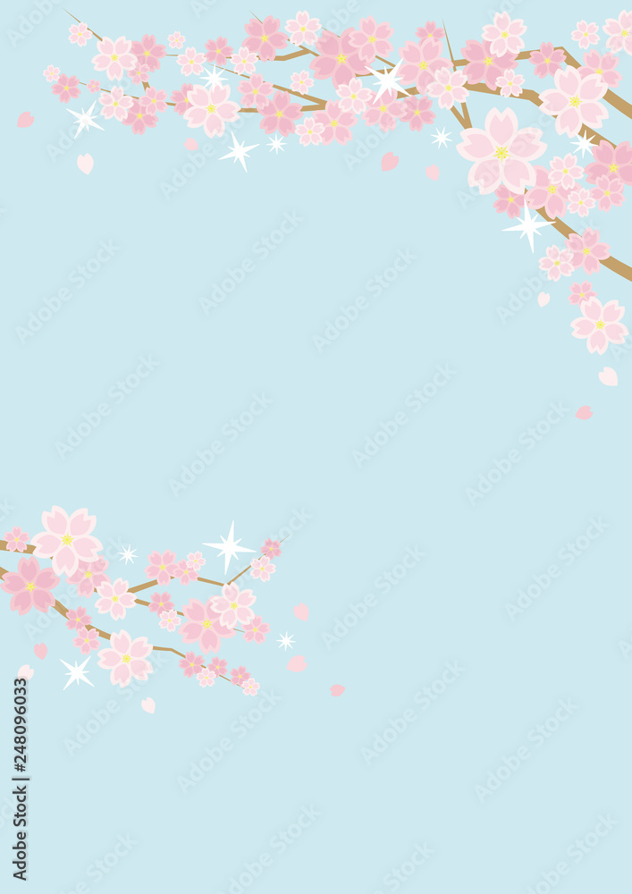 桜のある春の風景のイラスト 背景は空 Stock Vector Adobe Stock