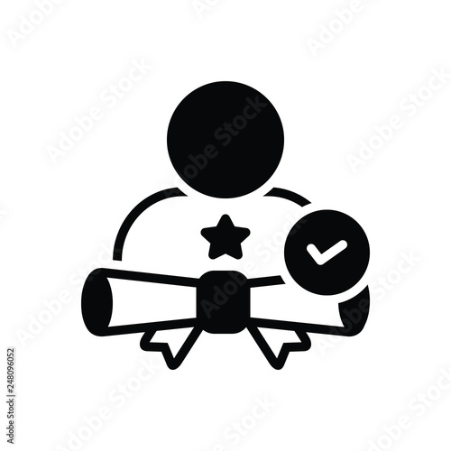 Black solid icon for eligible 