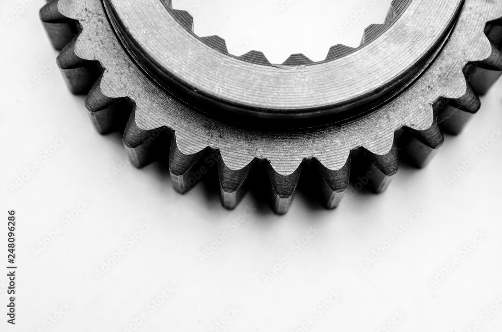 metal gears part isolated on white background metal gears part isolated on white background
