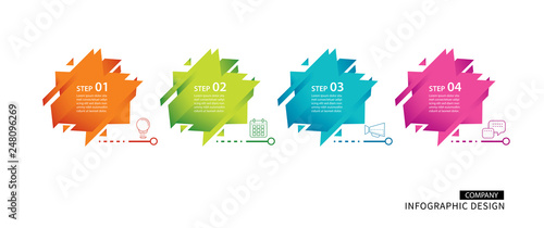 4 geometric infographic abstract template. Presentation step business modern background.