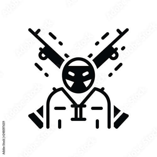 Black solid icon for extremist  