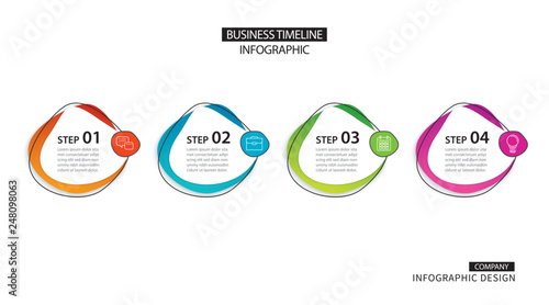 4 infographic with abstract option template. Presentation step business modern background.