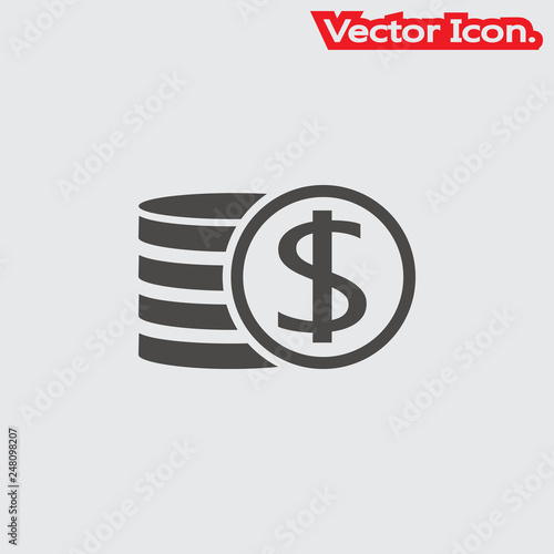 Money icon isolated sign symbol and flat style for app, web and digital design. Vector illustration.