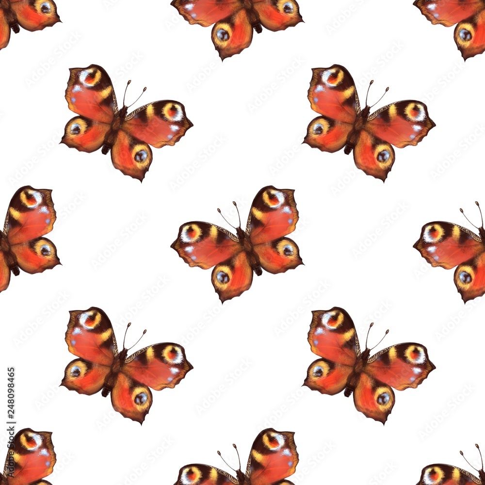 Seamless pattern with red butterflies. Artistic background Seamless pattern with red butterflies. Artistic background