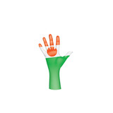 Niger flag and hand on white background. Vector illustration