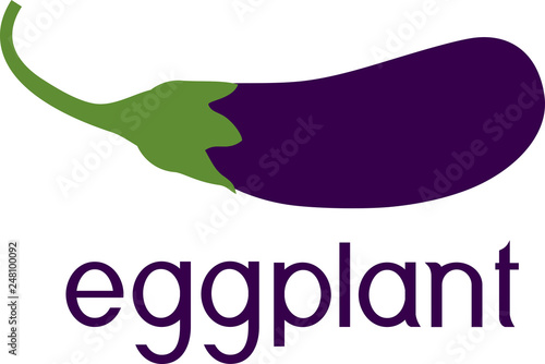 Silhouette of ripe purple eggplant with title