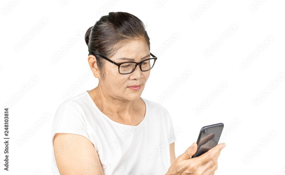 old asian woman using smart phone for social media lifestyle old asian woman using smart phone for social media lifestyle