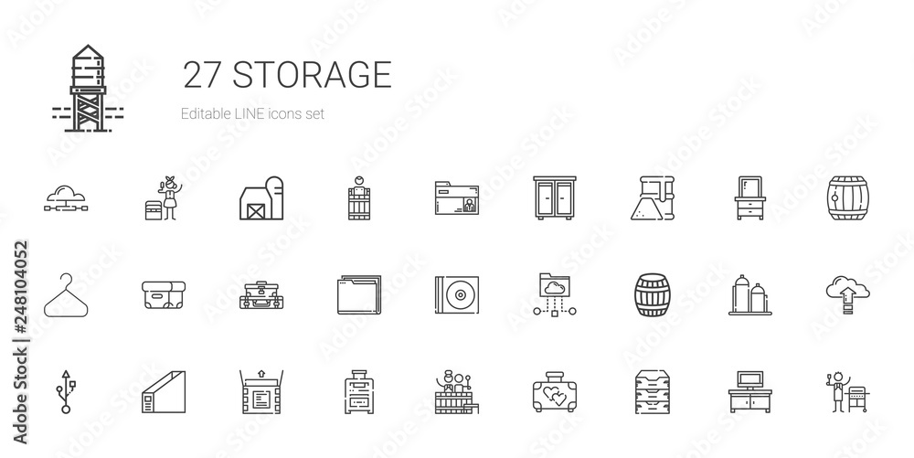 storage icons set storage icons set
