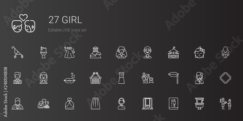 girl icons set