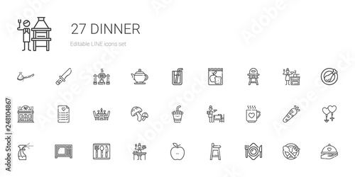 dinner icons set