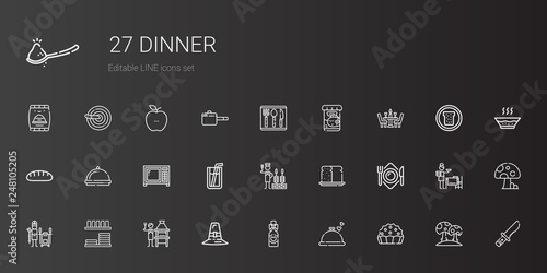 dinner icons set