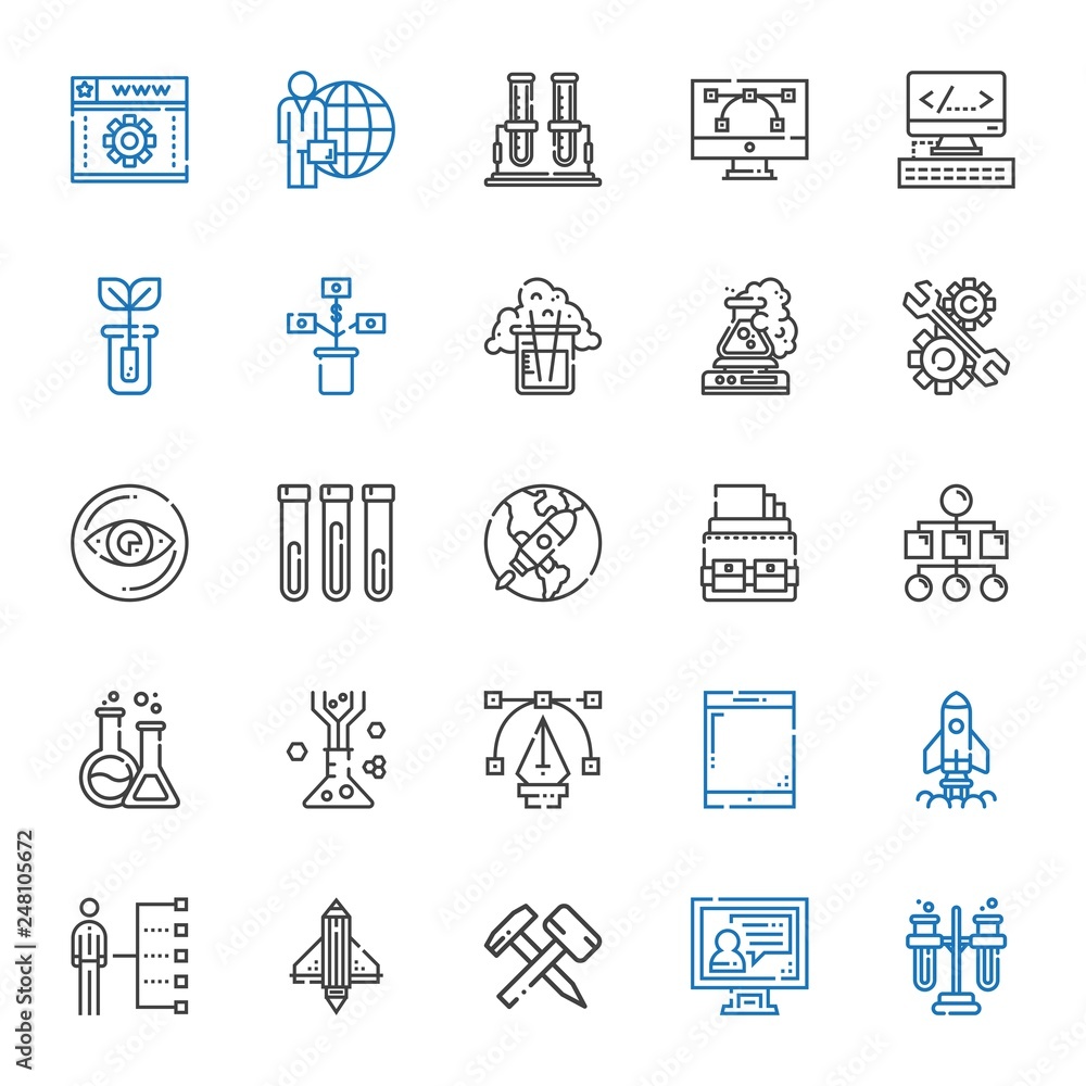 development icons set development icons set