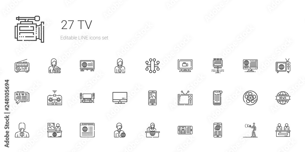 tv icons set tv icons set