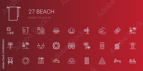 beach icons set