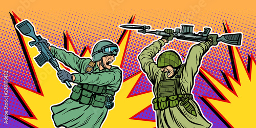 war and hatred. soldiers kill each other