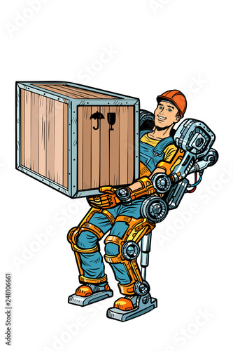 container loader. working in the exoskeleton