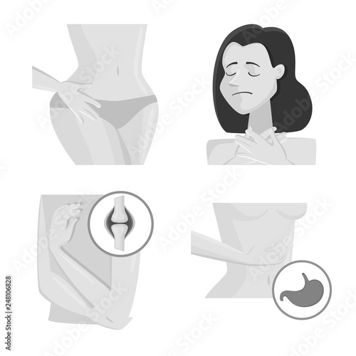 Vector illustration of suffering and injury sign. Collection of suffering and damage vector icon for stock.